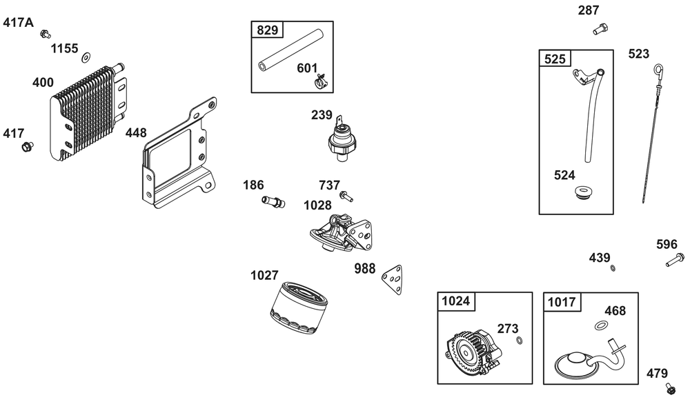Lubrication Group Diagram and Parts List for 385447-0474-B5 200000 - 399999 Briggs and Stratton Engine
